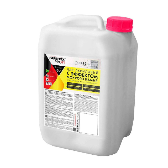 Лак Farbitex Profi акриловый с эффектом мокрого камня 5 л
