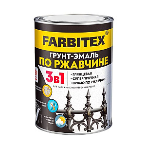 Грунт-эмаль Farbitex по ржавчине 3 в 1 черный 0.8 кг