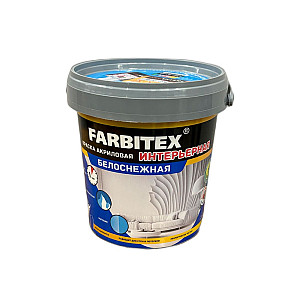 Краска Farbitex акриловая интерьерная белоснежная 1.1 кг