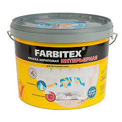 Краска Farbitex акриловая интерьерная белоснежная 13 кг