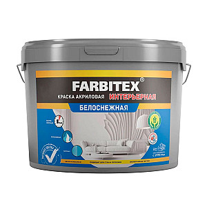 Краска Farbitex акриловая интерьерная белоснежная 13 кг
