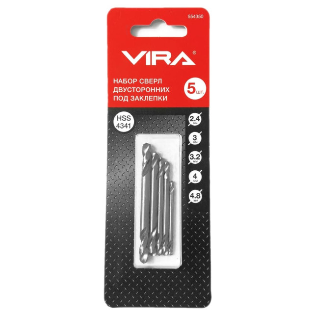 Сверла двусторонние VIRA под заклепки 2.4-4.8 мм 5 шт