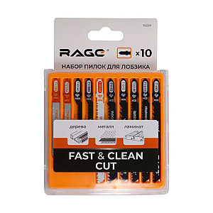 Набор пилок для лобзика RAGE 552200 по дереву металлу и ламинату 10 шт