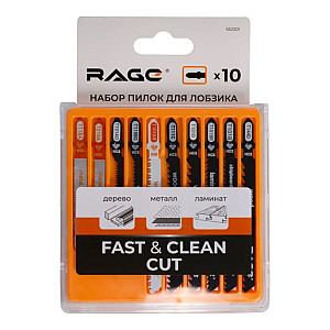 Набор пилок для лобзика RAGE 552201 по дереву металлу и ламинату 10 шт