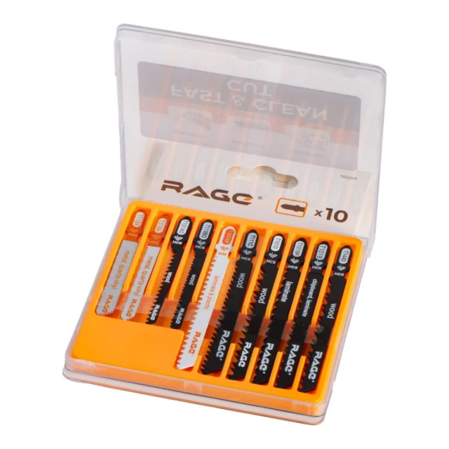 Набор пилок для лобзика RAGE 552201 по дереву металлу и ламинату 10 шт