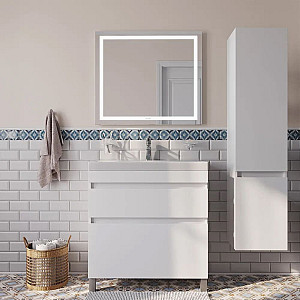 Тумба напольная Iddis Zodiac с умывальником с ящиками белая 80 см