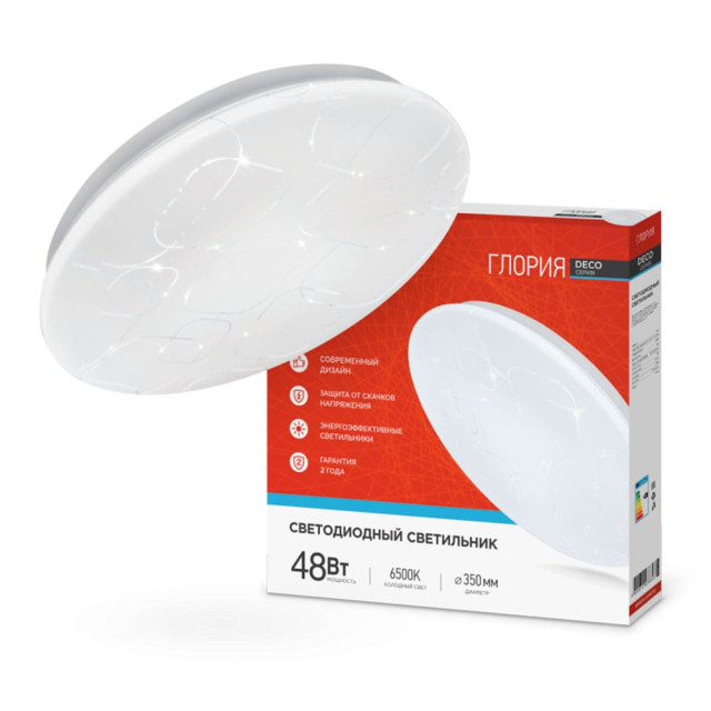 Светильник светодиодный In Home Deco Глория 48Вт 230В 6500К 4320лм 380*55 мм