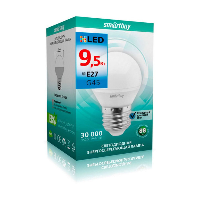 Лампа светодиодная SmartBuy SBL-G45-9_5-60K-E27 G45-9.5W 6000 Е27