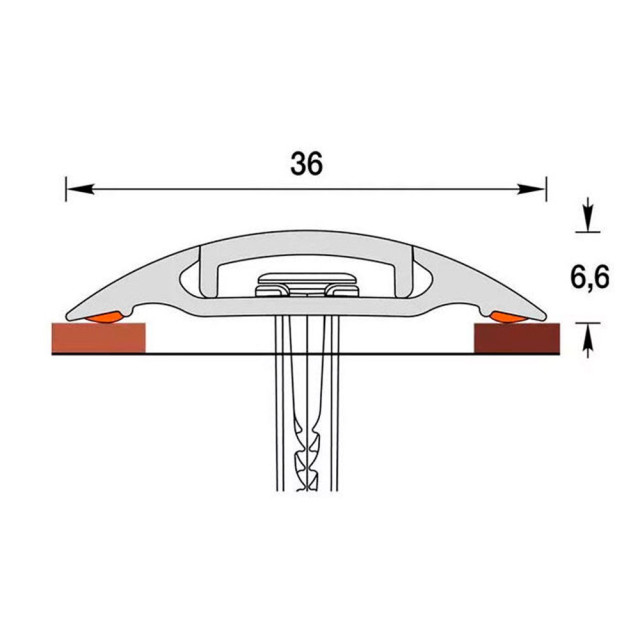 Порог Ideal 206 дуб коньячный с монтажным каналом 36 мм 0.9 м