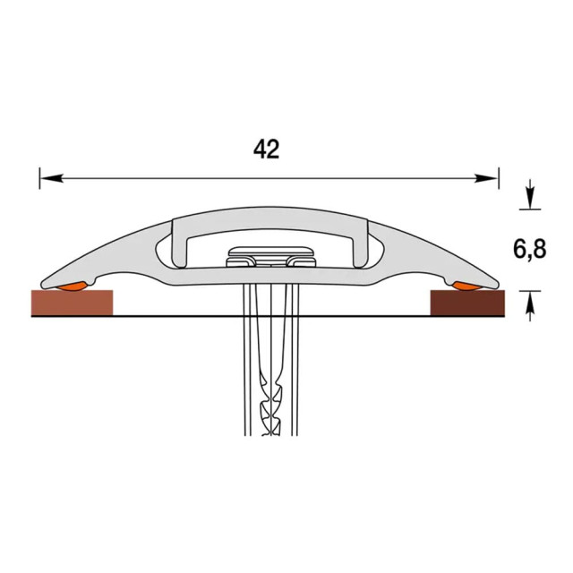 Порог Ideal 267 клен белый с монтажным каналом 42 мм 1.6 м