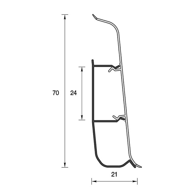 Плинтус Ideal Деконика 186 алюминий 70 мм 2.2 м