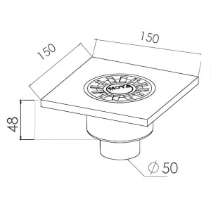 Трап сливной Nova 5030 вертикальный 50 решетка пластиковая 150*150 мм
