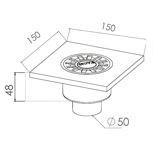 Трап сливной Nova 5030 вертикальный 50 решетка пластиковая 150*150 мм