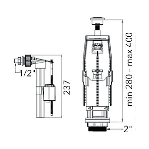 Арматура для смывного бачка AV Engineering AVE129699 c функцией Старт/Стоп с клапаном боковой подачи