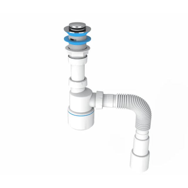 Сифон для умывальника AV Engineering AVE129747 click-clack гайка 32 мм с гибкой трубой 1 1/4