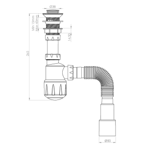 Сифон для умывальника AV Engineering AVE129747 click-clack гайка 32 мм с гибкой трубой 1 1/4
