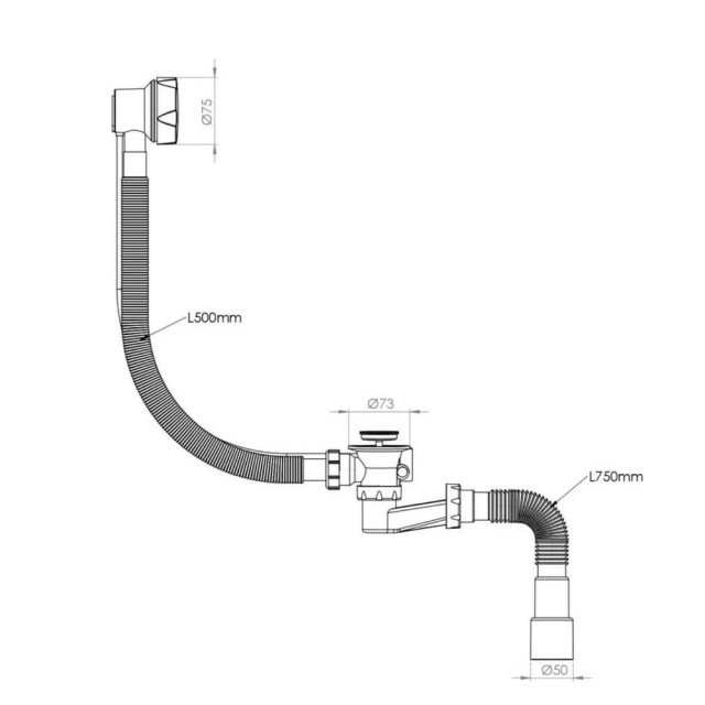 Сифон для ванны AV Engineering AVE129732 с гибкой трубой 1 1/2