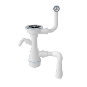 Сифон для кухни AV Engineering AVE129739 с круглым переливом гибкой трубой 1 1/2