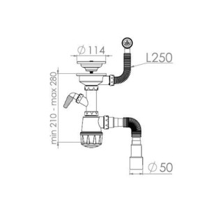 Сифон для кухни AV Engineering AVE129739 с круглым переливом гибкой трубой 1 1/2