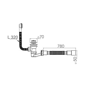 Сифон для ванны AV Engineering AVE129730 низкий 120 мм выпуск перелив гибкая труба 40*40/50