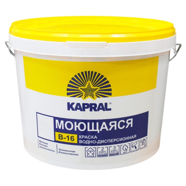 Краска Kapral В-16 моющаяся белая 3.75 кг