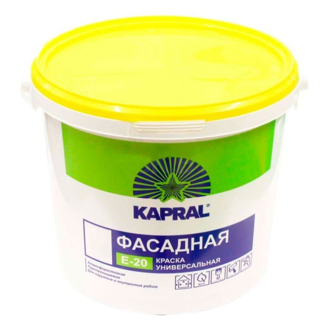 Краска Kapral Е-20 фасадная белая 3.75 кг