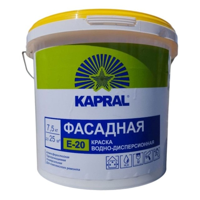 Краска Kapral Е-20 фасадная белая 7.5 кг