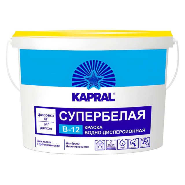 Краска Kapral В-12 супербелая 1.5 кг