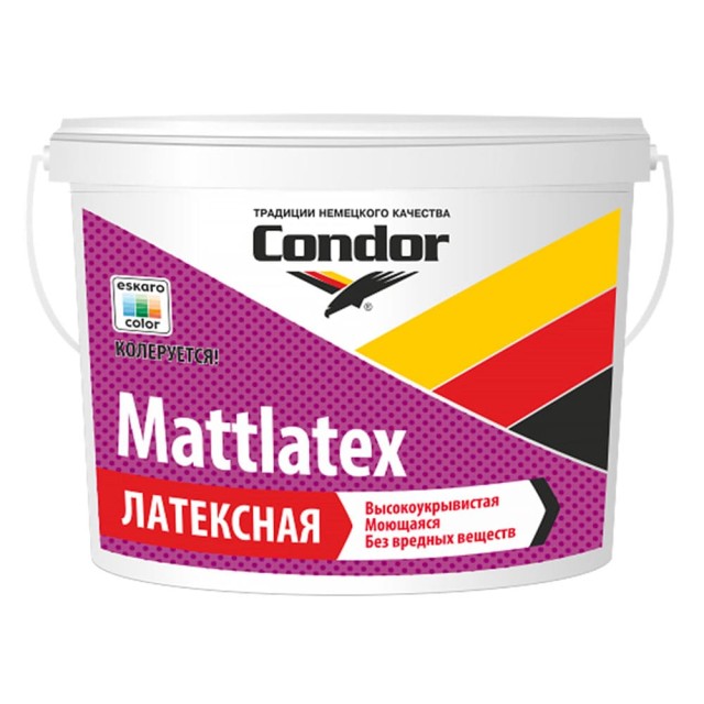 Краска Condor Mattlatex латексная моющаяся белая 3.75 кг