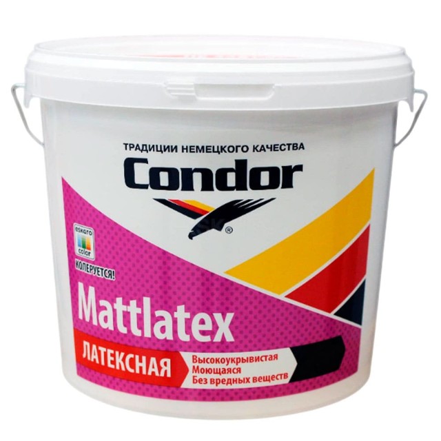 Краска Condor Mattlatex латексная моющаяся белая 7.5 кг