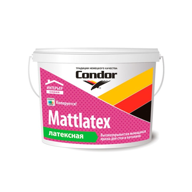 Краска Condor Mattlatex латексная моющаяся белая 15 кг