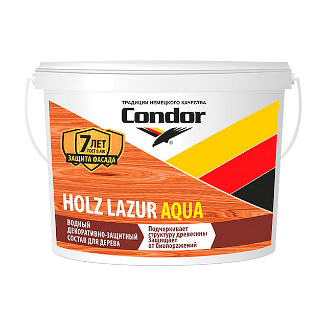 Лак защитно-декоративный Condor Holz Lazur Aqua дуб 2.5 кг