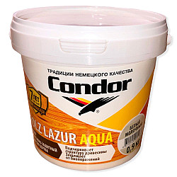 Лак защитно-декоративный Condor Holz Lazur Aqua белый молочный 0.9 кг