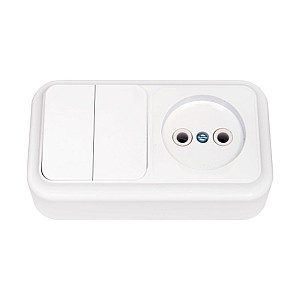 Блок Bylectrica Пралеска 2В-РЦ-523 выключатель 2 клавиши + розетка без заземления белая