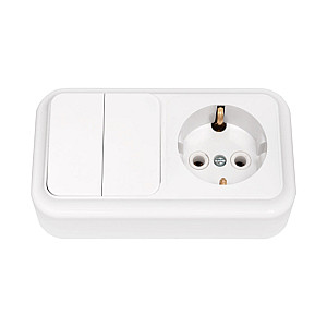 Блок Bylectrica Пралеска 2В-РЦ-529 выключатель 2 клавиши + розетка с заземлением белый