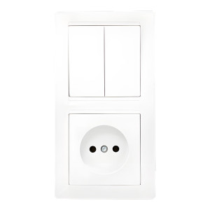 Блок Bylectrica Стиль 2В-РЦ-687 выключатель 2 клавиши + розетка без заземления белая