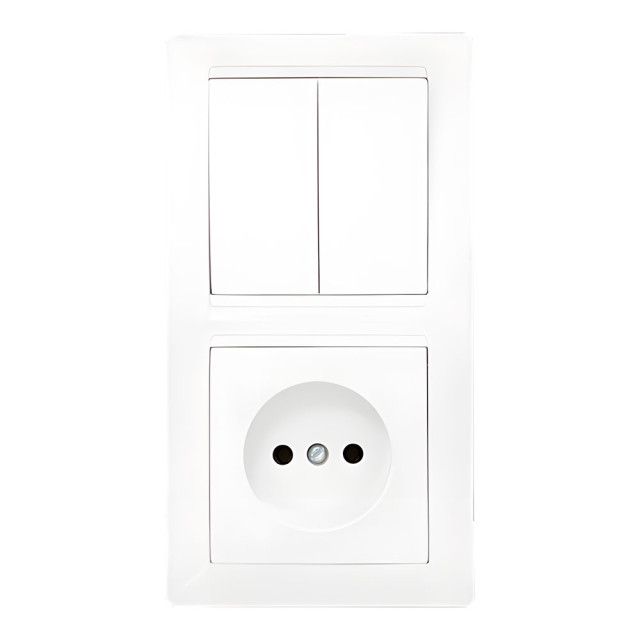 Блок Bylectrica Стиль 2В-РЦ-687 выключатель 2 клавиши + розетка без заземления белая