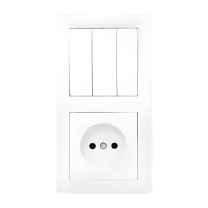 Блок Bylectrica Стиль 3В-РЦ-689 выключатель 3 клавиши + розетка без заземления белая