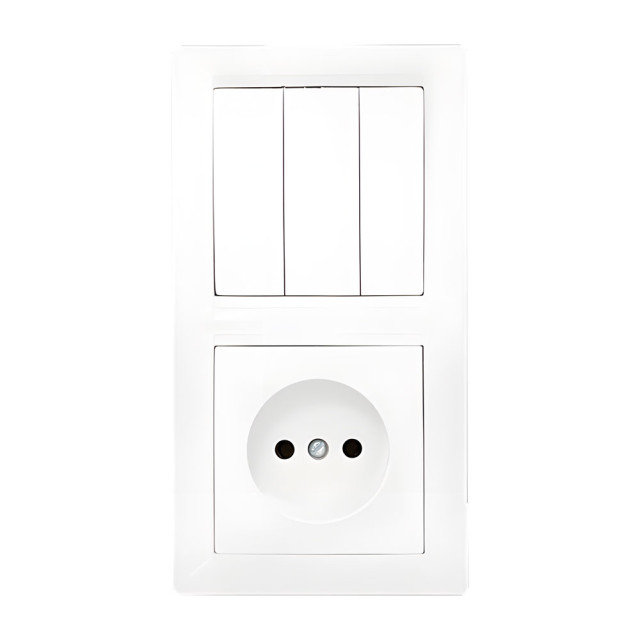 Блок Bylectrica Стиль 3В-РЦ-689 выключатель 3 клавиши + розетка без заземления белая