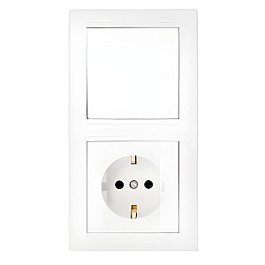 Блок Bylectrica Стиль В-РЦ-691 выключатель 1 клавиша + розетка с заземлением белый
