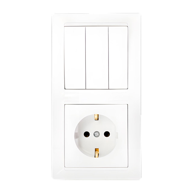 Блок Bylectrica Стиль 3В-РЦ-695 выключатель 3 клавиши + розетка с заземлением белая