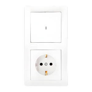 Блок Bylectrica Стиль В-РЦ-701 выключатель 1 клавиша + розетка с заземлением со световой индикацией белая