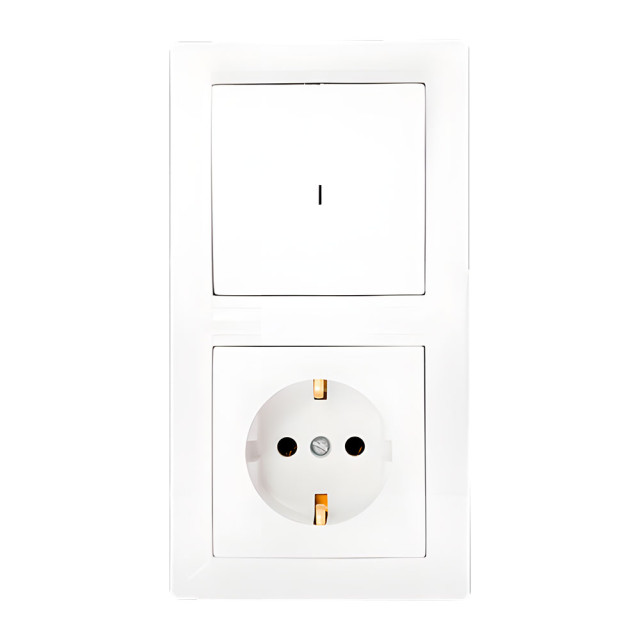 Блок Bylectrica Стиль В-РЦ-701 выключатель 1 клавиша + розетка с заземлением со световой индикацией белая