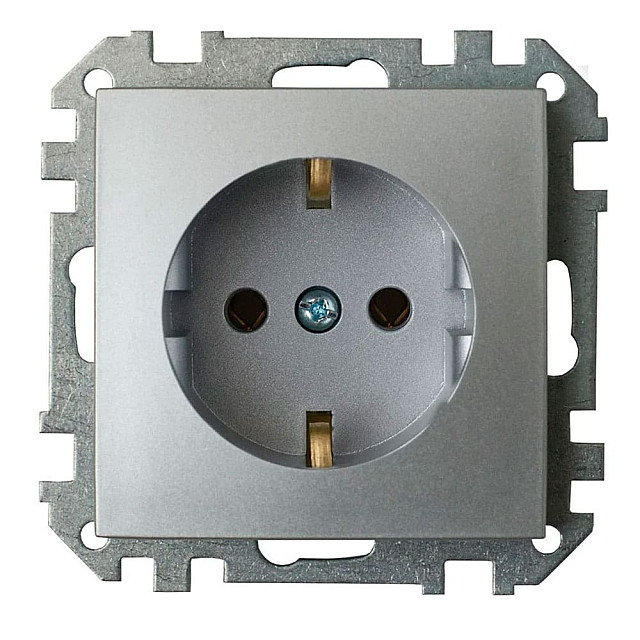 Розетка Bylectrica Стиль РС16-525 1 место с заземлением серебро