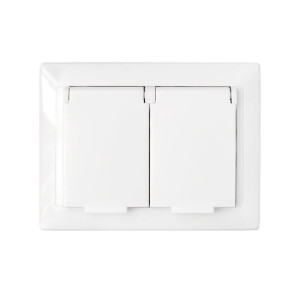 Розетка Bylectrica Стиль РС16-400 2 места с заземлением брызгозащищенная белая