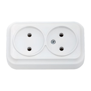 Розетка Bylectrica Вариант РА16-0141 2 места без заземления белая