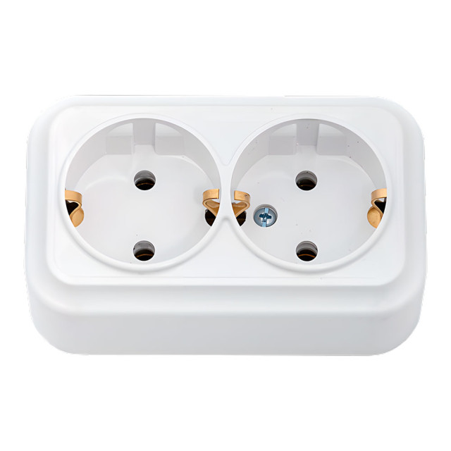 Розетка Bylectrica Вариант РА16-0142 2 места с заземлением белая