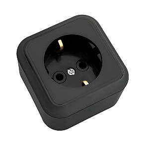 Розетка Bylectrica Пралеска РА16-254 1 место с заземлением черная