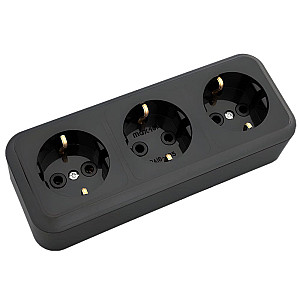 Розетка Bylectrica Пралеска РА16-265 3 места с заземлением черная