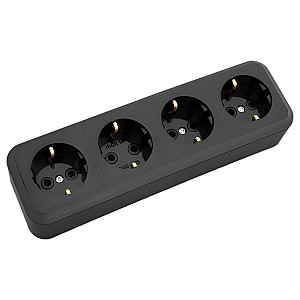 Розетка Bylectrica Пралеска РА16-266 4 места открытая с заземлением черная